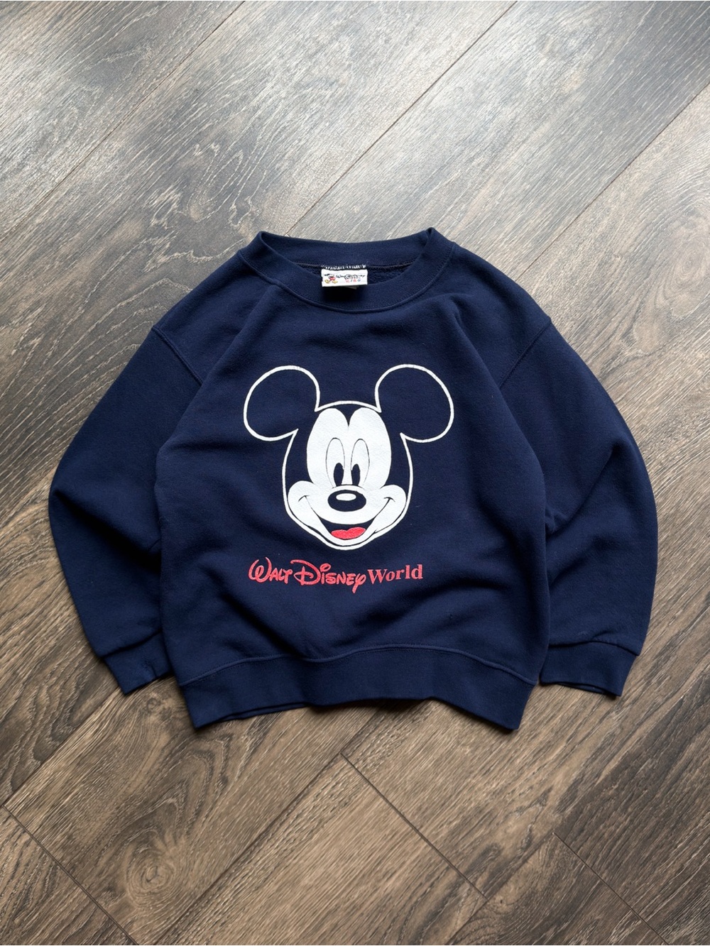 Disney World Mickey Mouse Kids Medium 7-8 Sweatshirt Navy Made USA Vintage 90s